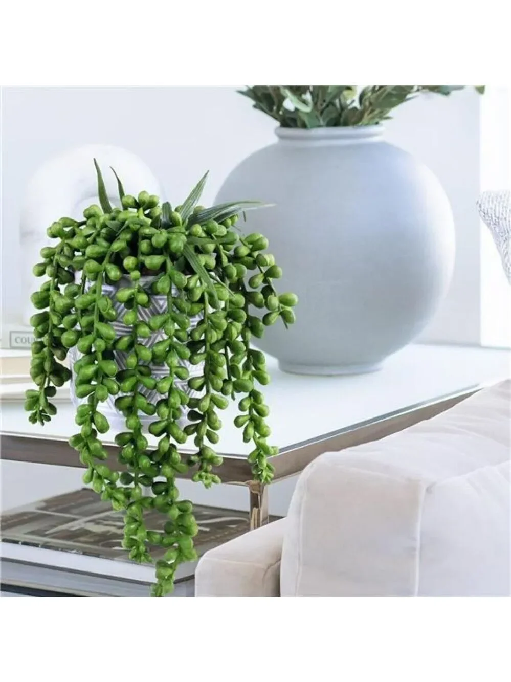 Set of 3 small artificial succulent potted plants faux greenery home office deco